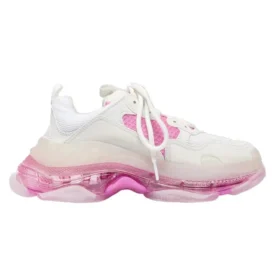 Triple S Şeffaf Tabanlı Spor Ayakkabı “Beyaz Pembe” 544351W09ON9025