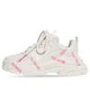 Triple S Logotype Sneaker’lar “Beyaz ve Pembe Teknik Malzeme” 654251W2FAB9050