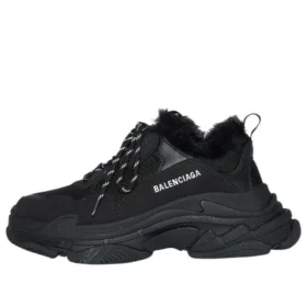 Triple S Sneaker’lar “Faux Fur Black” 668563W3CQ51000