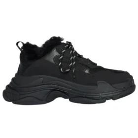 Triple S Sneaker’lar “Faux Fur Black” 668563W3CQ51000