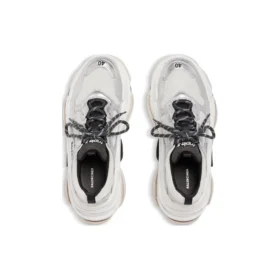 Triple S Sneaker’lar “Siyah Beyaz Gümüş Çift Köpük ve File” 524039W2FWM8191