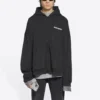 Turn Fermuarlı Kapüşonlu Sweatshirt Geniş Kesim “Siyah” 674719TLVB49034