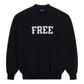 Unisex FW21 Desensiz Yuvarlak Yaka Sweatshirt Siyah 652981TKVD41070