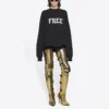 Unisex FW21 Desensiz Yuvarlak Yaka Sweatshirt Siyah 652981TKVD41070
