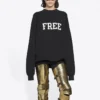 Unisex FW21 Desensiz Yuvarlak Yaka Sweatshirt Siyah 652981TKVD41070