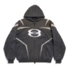 Unity Sports Icon Biker Fermuarlı Kapüşonlu Sweatshirt Oversized “Siyah Beyaz” 790359TQVM21070