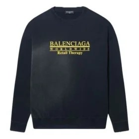 Worldwide Retail Therapy Bisiklet Yaka Sweatshirt “Yıkanmış Siyah Sarı” 676629TLVA91361