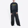 Worldwide Retail Therapy Bisiklet Yaka Sweatshirt “Yıkanmış Siyah Sarı” 676629TLVA91361