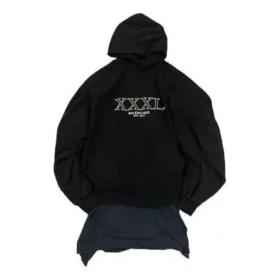 XXXL Yamalı Tişört Kapüşonlu Oversized “Siyah” 720406TNVD91070