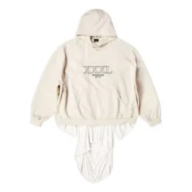 XXXL Yamalı Tişörtlü Kapüşonlu Sweatshirt Oversized “Ekru” 720406TNVD99784