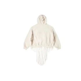 XXXL Yamalı Tişörtlü Kapüşonlu Sweatshirt Oversized “Ekru” 720406TNVD99784
