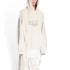 XXXL Yamalı Tişörtlü Kapüşonlu Sweatshirt Oversized “Ekru” 720406TNVD99784