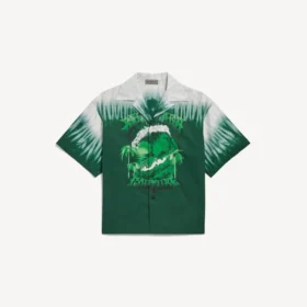Yeşil/beyaz renkli erkek Extreme Tie Dye bowling kısa kollu gömlek