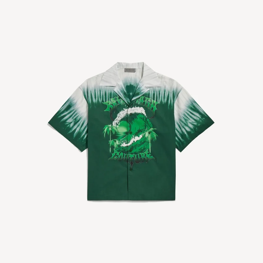 Yeşil/beyaz renkli erkek Extreme Tie Dye bowling kısa kollu gömlek Yeşil/beyaz renkli erkek Extreme Tie Dye bowling kısa kollu gömlek