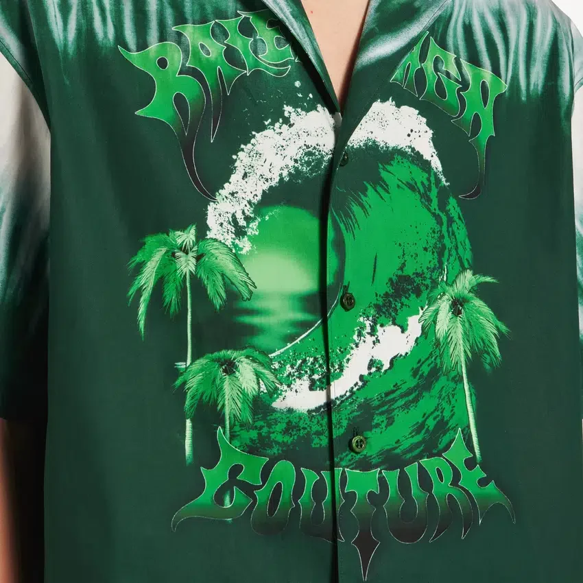 Yeşil/beyaz renkli erkek Extreme Tie Dye bowling kısa kollu gömlek Yeşil/beyaz renkli erkek Extreme Tie Dye bowling kısa kollu gömlek