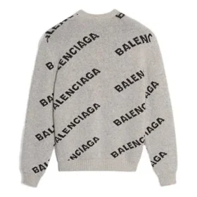 Yün Karışımlı, Her Yüzünde Logo Bulunan Bisiklet Yaka Sweatshirt “Gri Siyah” 555481T14711262