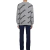 Yün Karışımlı, Her Yüzünde Logo Bulunan Bisiklet Yaka Sweatshirt “Gri Siyah” 555481T14711262