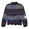 Yıpranmış Fair Isle Yün Karışımlı Kazak “Mavi” 662518T16028088
