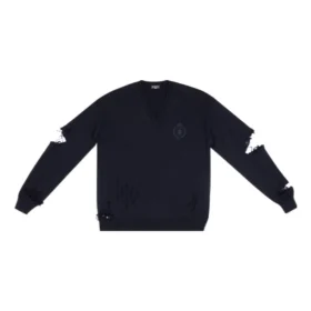 Yıpranmış V Yaka Örgü Kazak “Navy” 696091T16420414