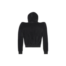 Yuvarlak Omuzlu Fermuarlı Kapüşonlu Sweatshirt “Siyah” 767880TNV611000