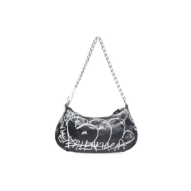 Zincirli Graffiti Desenli Le Cagole Mini Çanta “Siyah” 695814210G61090