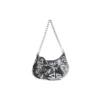 Zincirli Graffiti Desenli Le Cagole Mini Çanta “Siyah” 695814210G61090